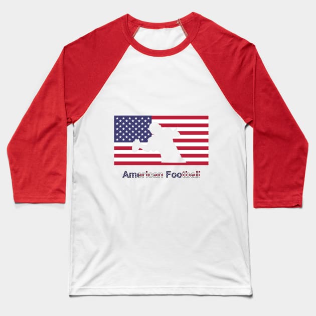 Flag with the silhouette of american football player Baseball T-Shirt by GiCapgraphics